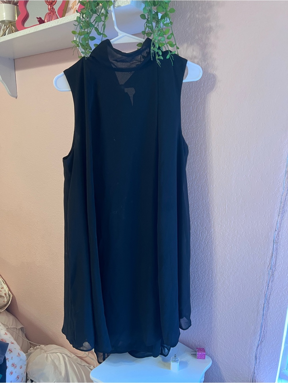 Women's Black Sleeveless High-Neck Mini Dress
